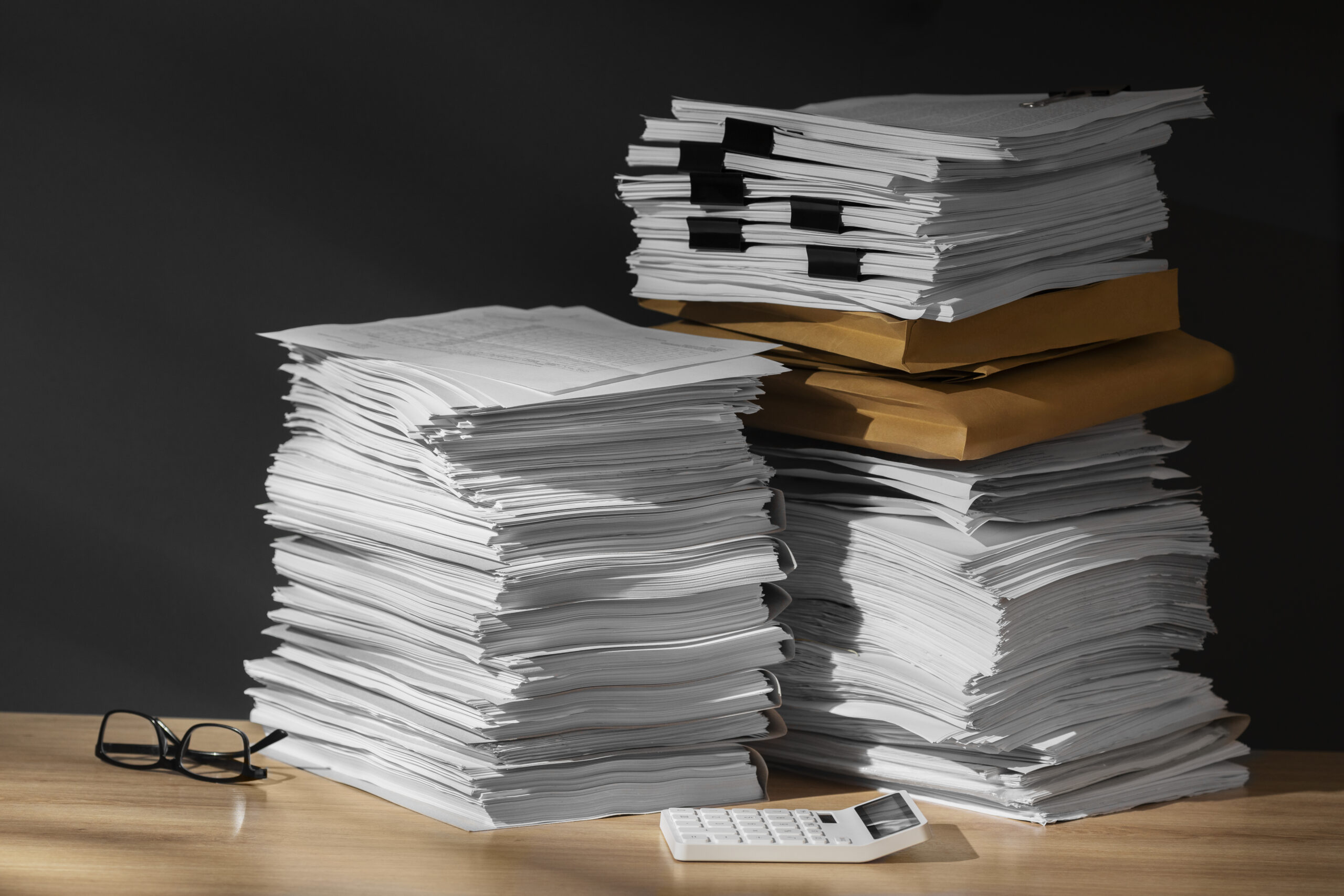 still life documents stack